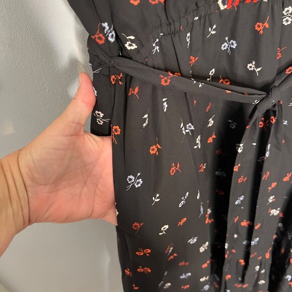 Gap Black Sleeveless Floral Maxi Dress Embroidered Vneck Wimsygoth Boho size Med - Picture 4 of 10